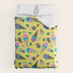 Cruncher - memphis throwback ice cream cone desert 1980s 80s style retro geometric neon pop art Comforter Gallery Image 6
