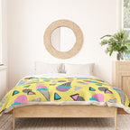 Cruncher - memphis throwback ice cream cone desert 1980s 80s style retro geometric neon pop art Duvet Cover Gallery Image 3