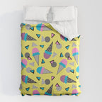 Cruncher - memphis throwback ice cream cone desert 1980s 80s style retro geometric neon pop art Duvet Cover Gallery Image 6