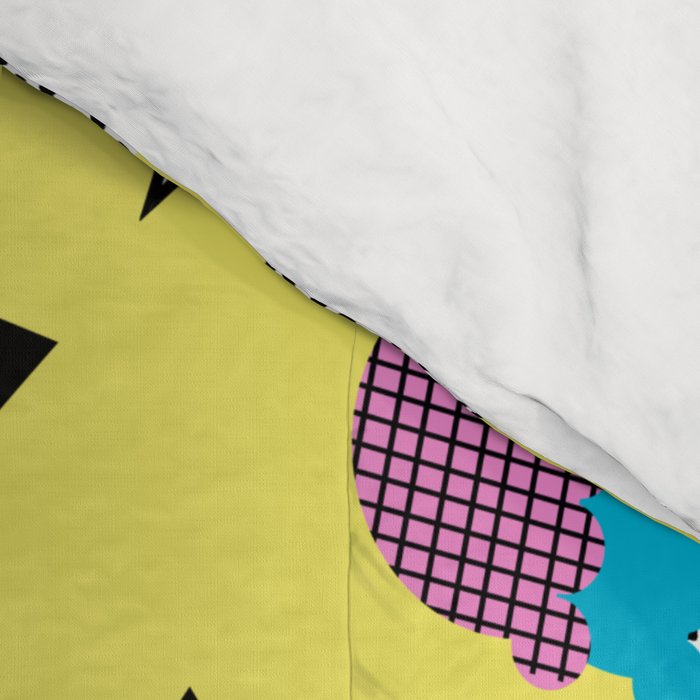 Cruncher - memphis throwback ice cream cone desert 1980s 80s style retro geometric neon pop art Comforter Gallery Image 4