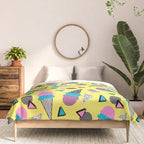 Cruncher - memphis throwback ice cream cone desert 1980s 80s style retro geometric neon pop art Comforter Gallery Image 3