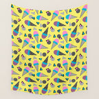 Cruncher - memphis throwback ice cream cone desert 1980s 80s style retro geometric neon pop art Wall Tapestry Gallery Image 4