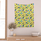 Cruncher - memphis throwback ice cream cone desert 1980s 80s style retro geometric neon pop art Wall Tapestry Gallery Image 2