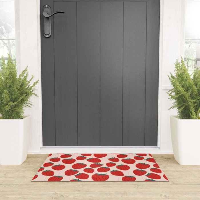 Red strawberries pattern Welcome Mat Gallery Image 3