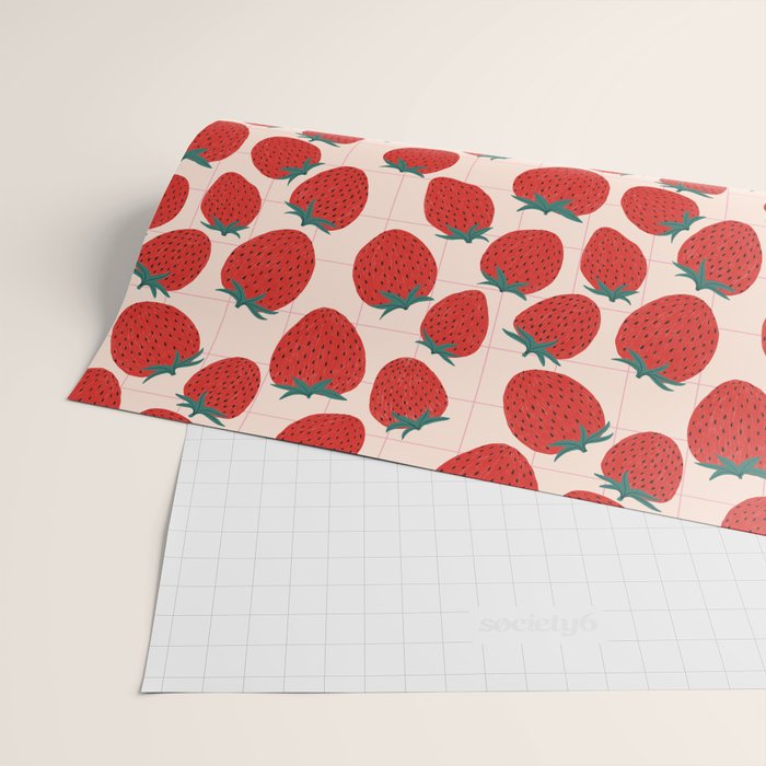 Red strawberries pattern Wrapping Paper Gallery Image 2