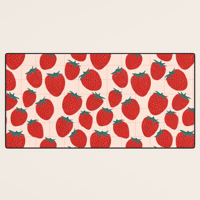 Red strawberries pattern Desk Mat Gallery Image 3