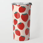 Red strawberries pattern Travel Mug Gallery Image 2