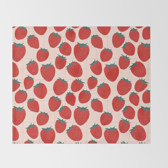 Red strawberries pattern Throw Blanket Gallery Image 2