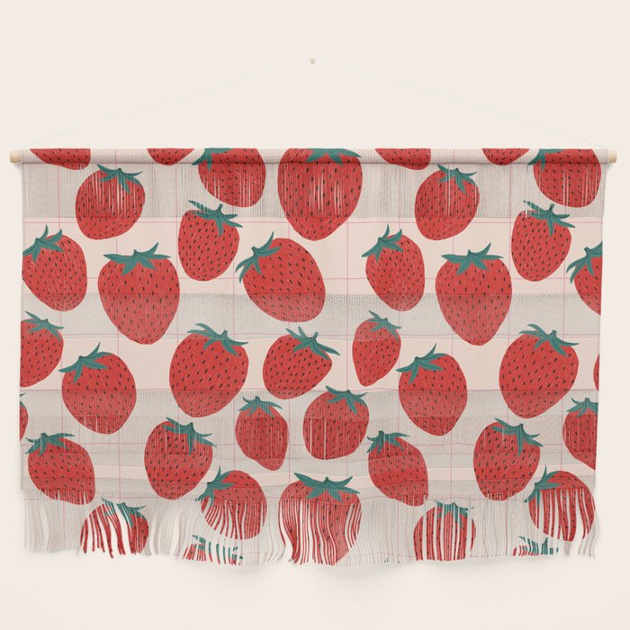 Red strawberries pattern Wall Hanging Gallery Image 1