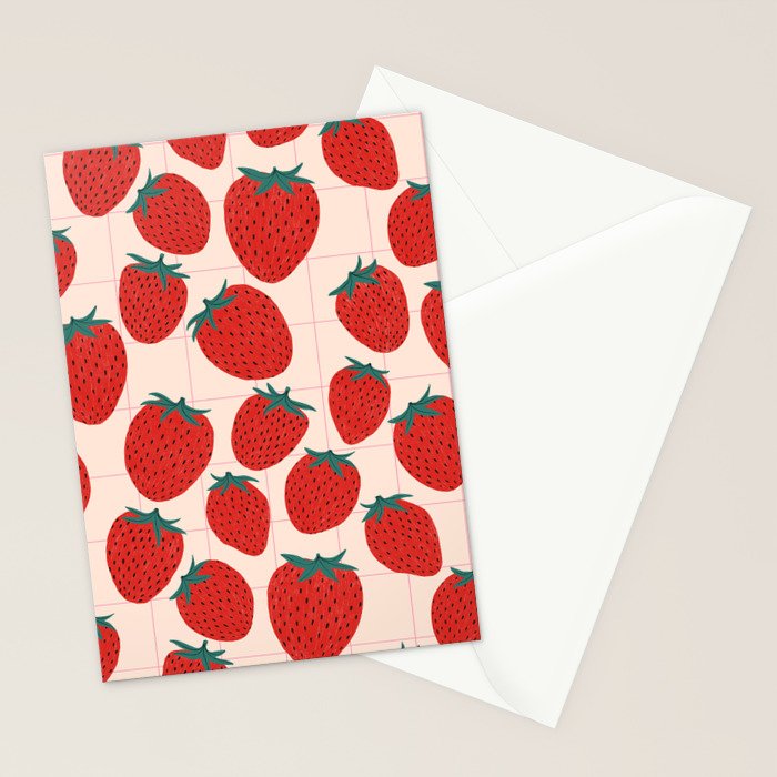 Red strawberries pattern Stationery Card Gallery Image 2