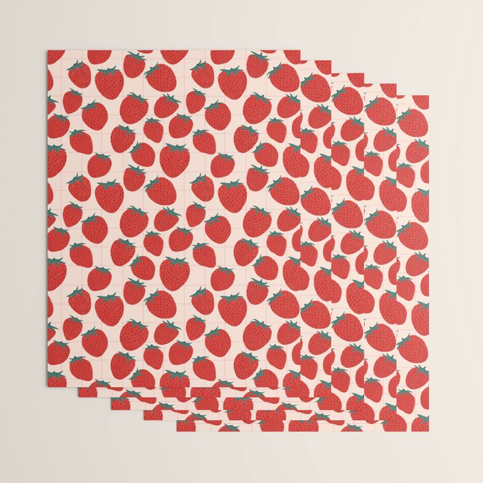 Red strawberries pattern Wrapping Paper Gallery Image 3