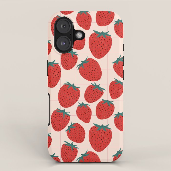 Red strawberries pattern iPhone Case Gallery Image 1