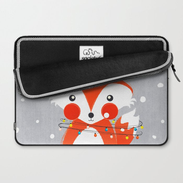 Christmas Fox with fairy lights Laptop Sleeve Gallery Image 2