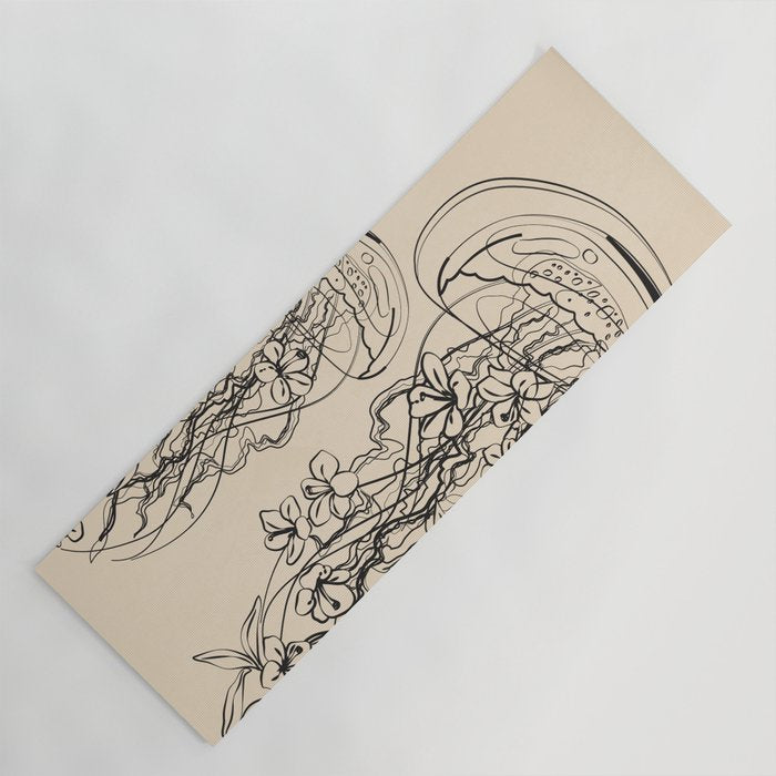 Minimal Floral Jellyfishes 1 Yoga Mat Gallery Image 1