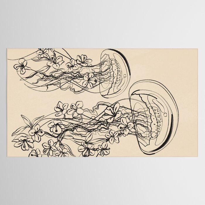 Minimal Floral Jellyfishes 1 Tablecloth Gallery Image 2