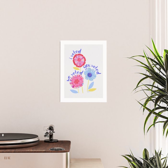 United We Grow - Vote | Floral in Red, Pink, & Blue Poster Gallery Image 2
