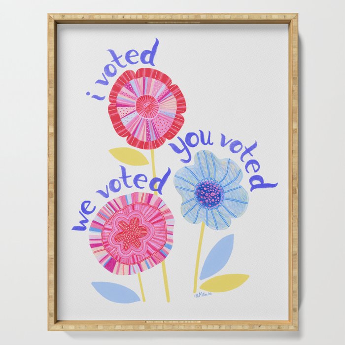 United We Grow - Vote | Floral in Red, Pink, & Blue Serving Tray Gallery Image 1