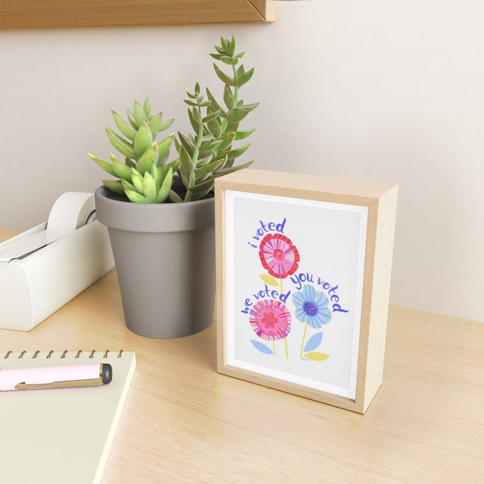 United We Grow - Vote | Floral in Red, Pink, & Blue Mini Art Print Gallery Image 2