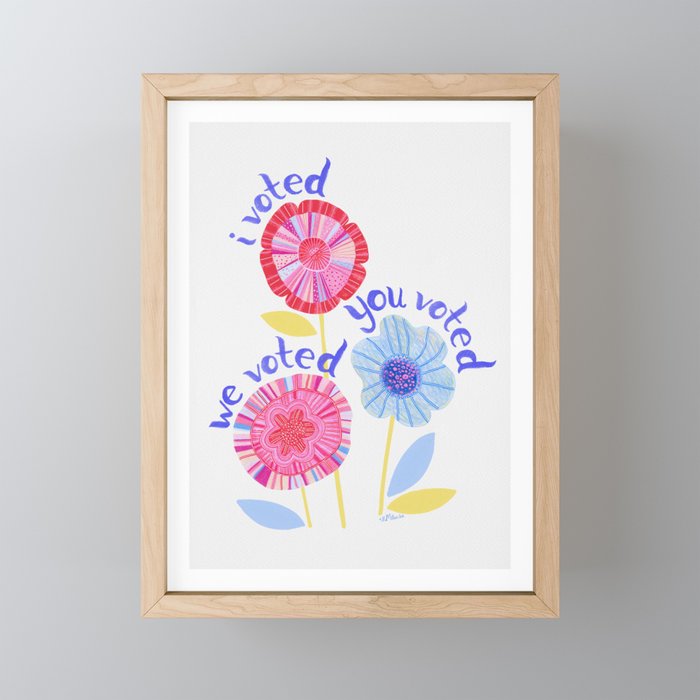 United We Grow - Vote | Floral in Red, Pink, & Blue Mini Art Print Gallery Image 1