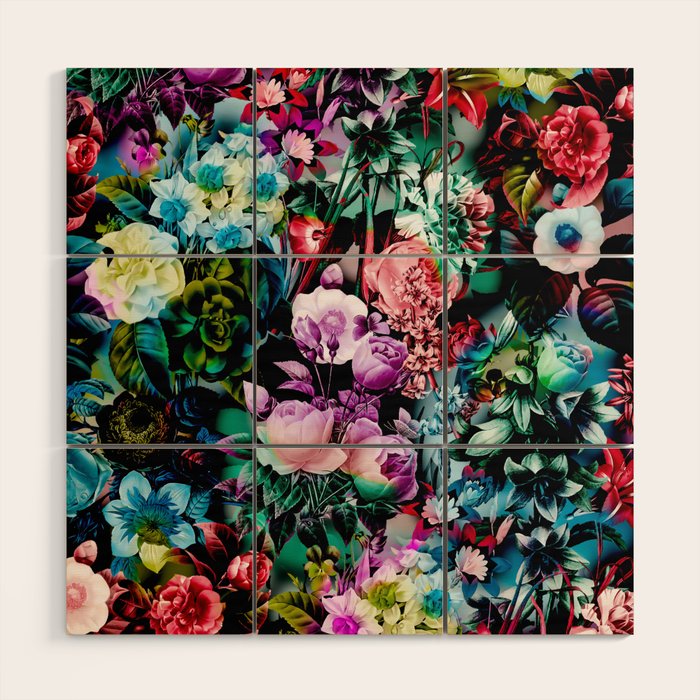 Multicolor Floral Pattern Wood Wall Art Gallery Image 1