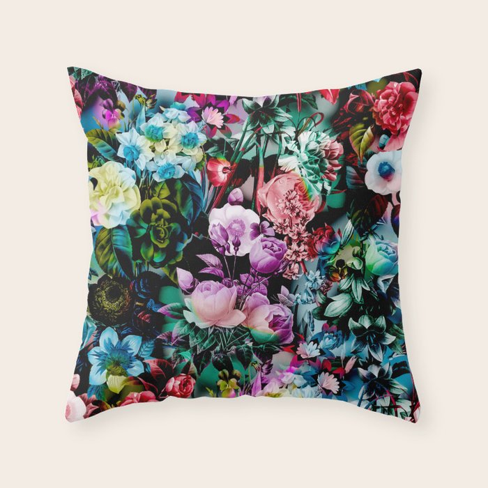 Multicolor Floral Pattern Throw Pillow Gallery Image 1