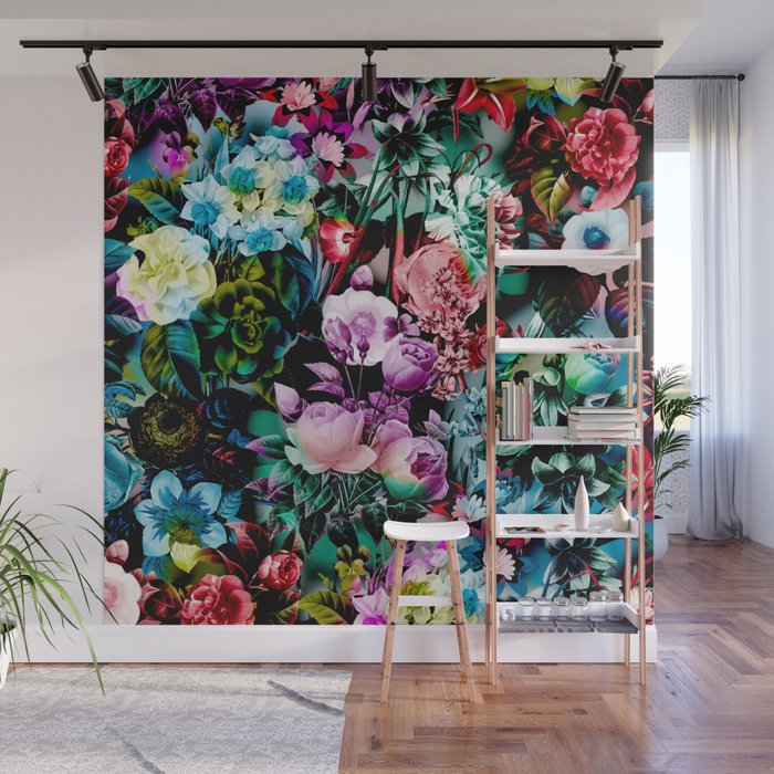 Multicolor Floral Pattern Wall Mural Gallery Image 1