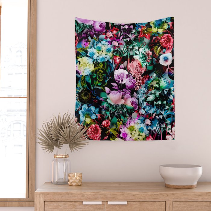 Multicolor Floral Pattern Wall Tapestry Gallery Image 2