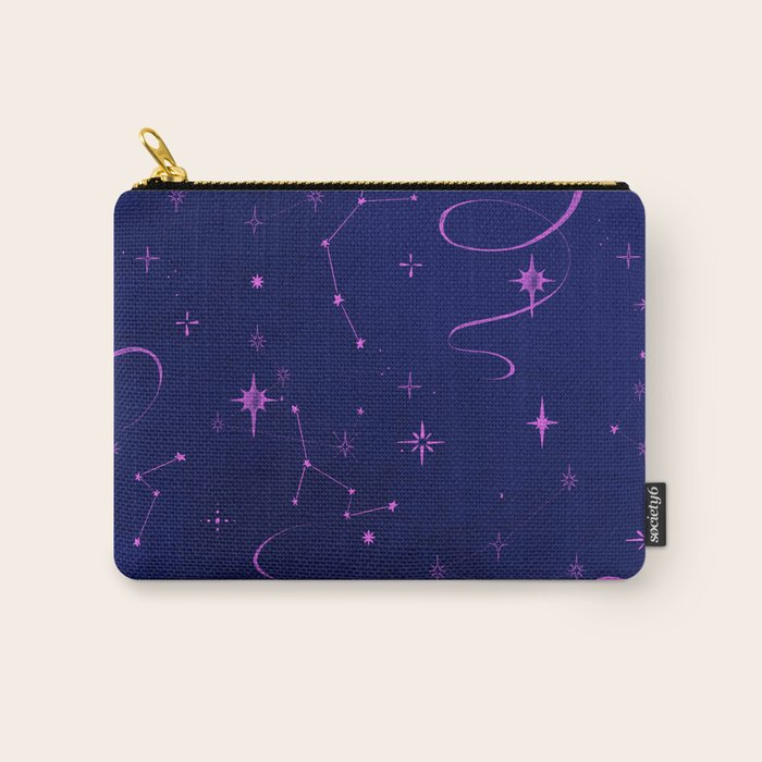 Pink and dark blue mystical starry night Carry All Pouch Gallery Image 1