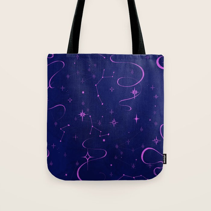 Pink and dark blue mystical starry night Tote Bag Gallery Image 1