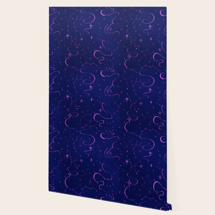Pink and dark blue mystical starry night Wallpaper Gallery Image 2