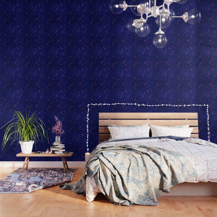 Pink and dark blue mystical starry night Wallpaper Gallery Image 3