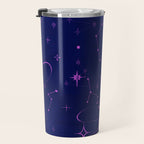 Pink and dark blue mystical starry night Travel Mug Gallery Image 3