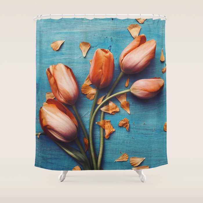 Orange Tulips Shower Curtain Gallery Image 1