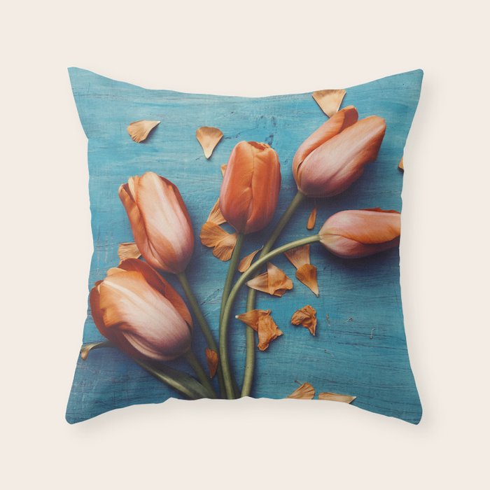 Orange Tulips Throw Pillow Gallery Image 1
