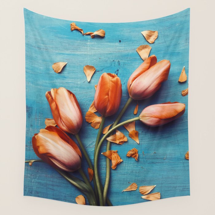 Orange Tulips Wall Tapestry Gallery Image 1