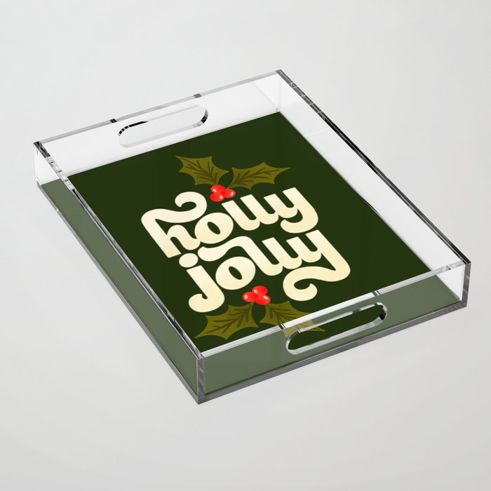 Holly Jolly Lettering Acrylic Tray Gallery Image 1