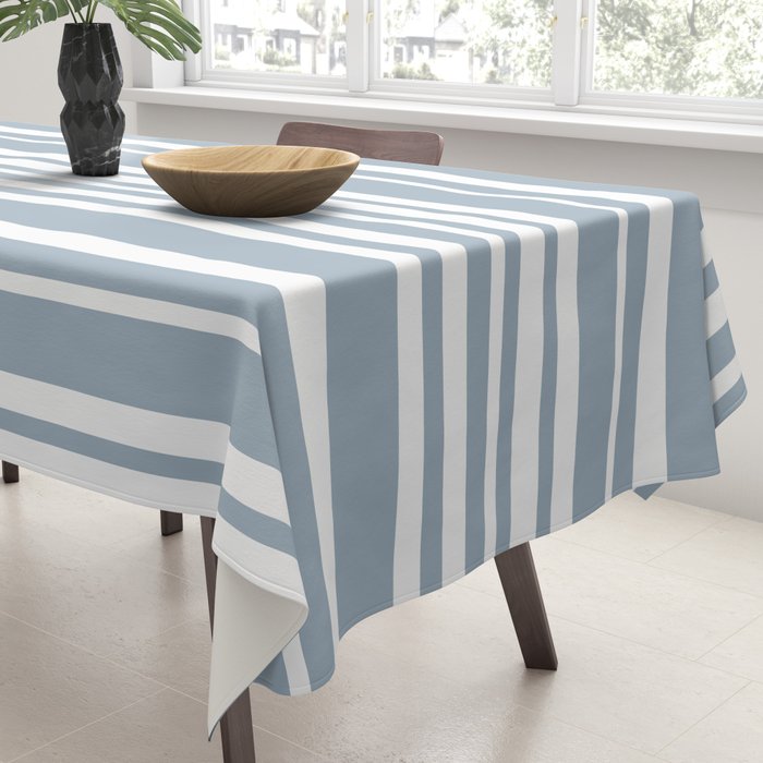 Classic Stripes XXXVI - Natural Blue  Tablecloth Gallery Image 3