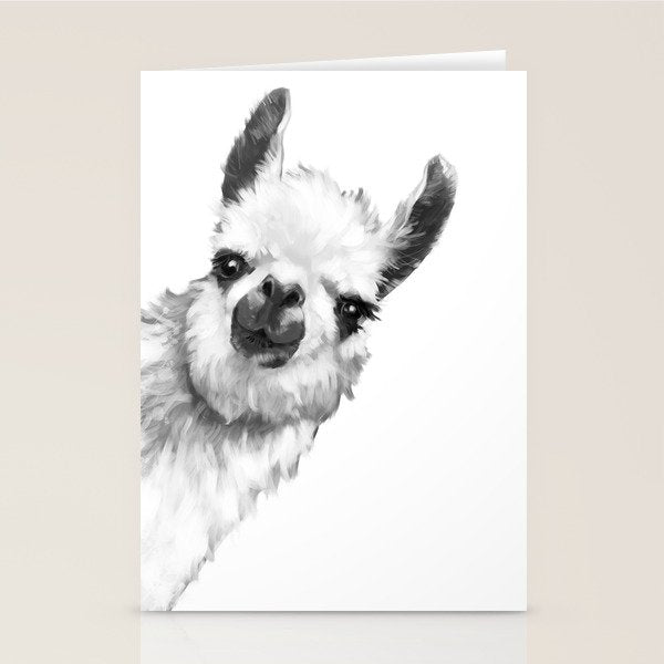 Sneaky Llama Black and White Stationery Card Gallery Image 2