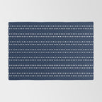 Zoe Painted Dot Striped Pattern in Nautical Navy Blue and White Rug Gallery Image 2