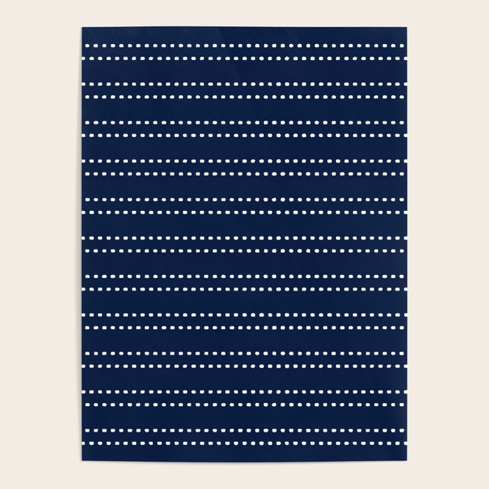 Zoe Painted Dot Striped Pattern in Nautical Navy Blue and White Poster Gallery Image 4