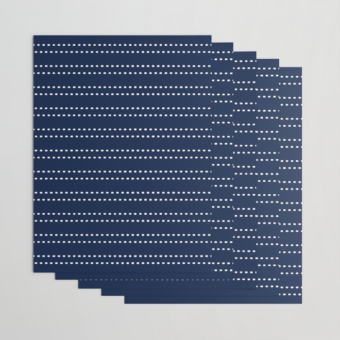 Zoe Painted Dot Striped Pattern in Nautical Navy Blue and White Wrapping Paper Gallery Image 3