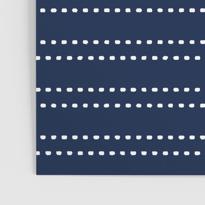 Zoe Painted Dot Striped Pattern in Nautical Navy Blue and White Poster Gallery Image 3