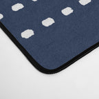 Zoe Painted Dot Striped Pattern in Nautical Navy Blue and White Desk Mat Gallery Image 4