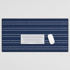 Zoe Painted Dot Striped Pattern in Nautical Navy Blue and White Desk Mat Gallery Image 1