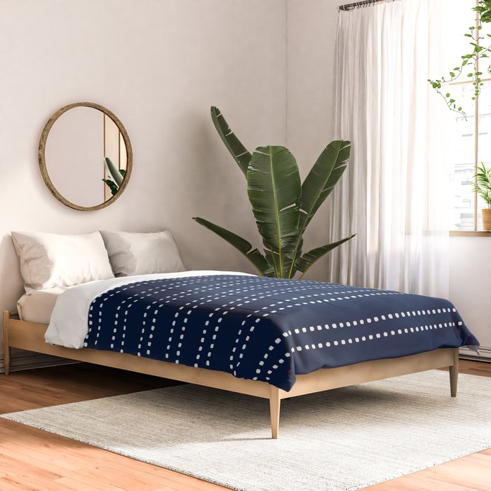 Zoe Painted Dot Striped Pattern in Nautical Navy Blue and White Comforter Gallery Image 2