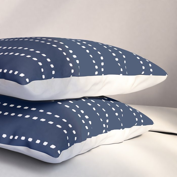 Zoe Painted Dot Striped Pattern in Nautical Navy Blue and White Pillow Sham Gallery Image 3