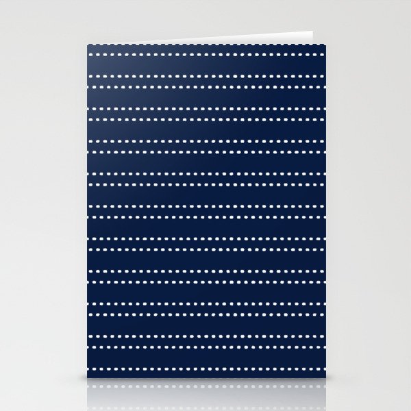 Zoe Painted Dot Striped Pattern in Nautical Navy Blue and White Stationery Card Gallery Image 1