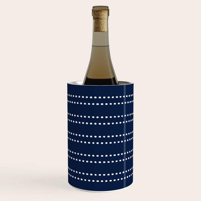 Zoe Painted Dot Striped Pattern in Nautical Navy Blue and White Wine Chiller Gallery Image 3