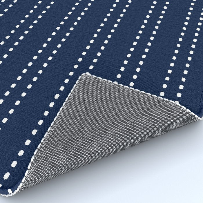 Zoe Painted Dot Striped Pattern in Nautical Navy Blue and White Rug Gallery Image 4