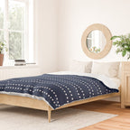 Zoe Painted Dot Striped Pattern in Nautical Navy Blue and White Duvet Cover Gallery Image 2